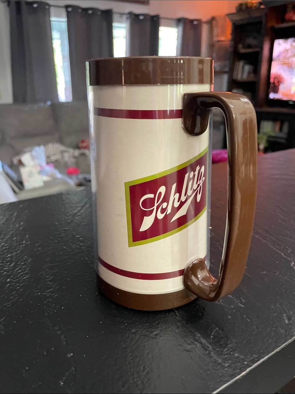 Schlitz Vintage Insulated Travel Mug - Cream & Brown